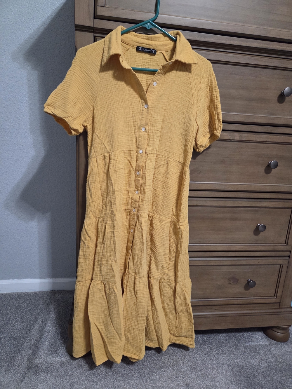 Button-Front Midi Dress with Collar